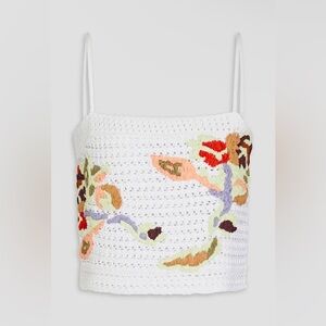 VINCE Embroidered Crochet-Knit Cotton Tank size S